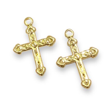 Pingente Cruz Trabalhado 24mm Dourado – 1 Und