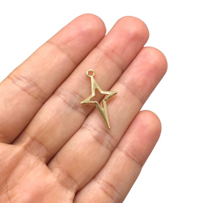 Pingente Estrela Vazado 26mm Dourado – 1 Und - Imagem 2