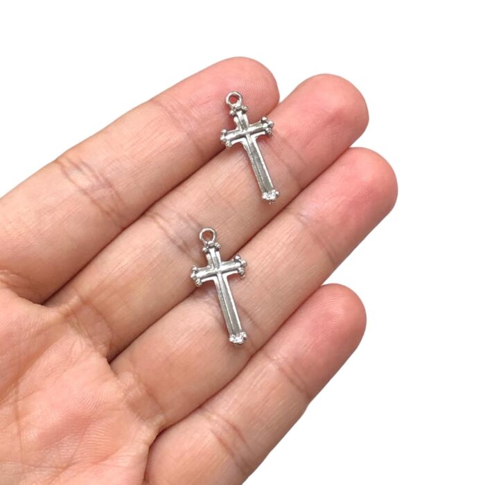 Pingente Cruz Trabalhado 24mm Níquel – 1 Und - Imagem 2