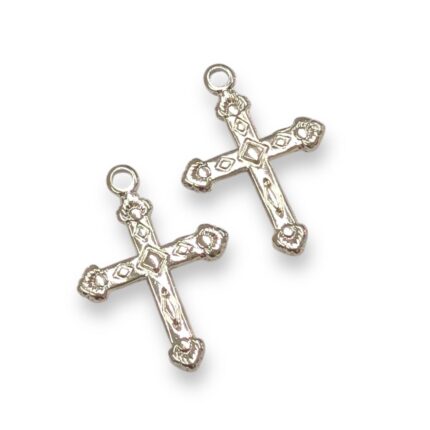 Pingente Cruz Trabalhado 24mm Níquel – 1 Und