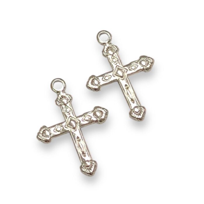 Pingente Cruz Trabalhado 24mm Níquel – 1 Und - Imagem 1