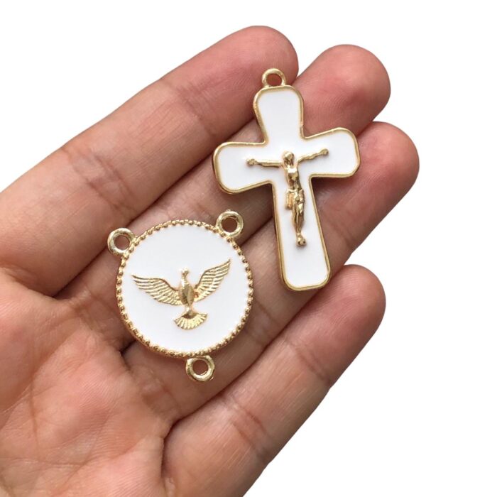 Kit P/ Terço C/ Espirito Santo Dourado – 1 Par - Imagem 2