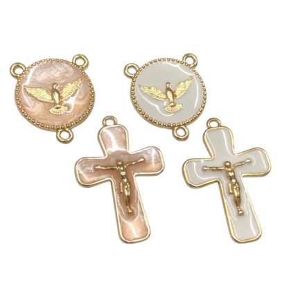 Kit P/ Terço C/ Espirito Santo Dourado – 1 Par