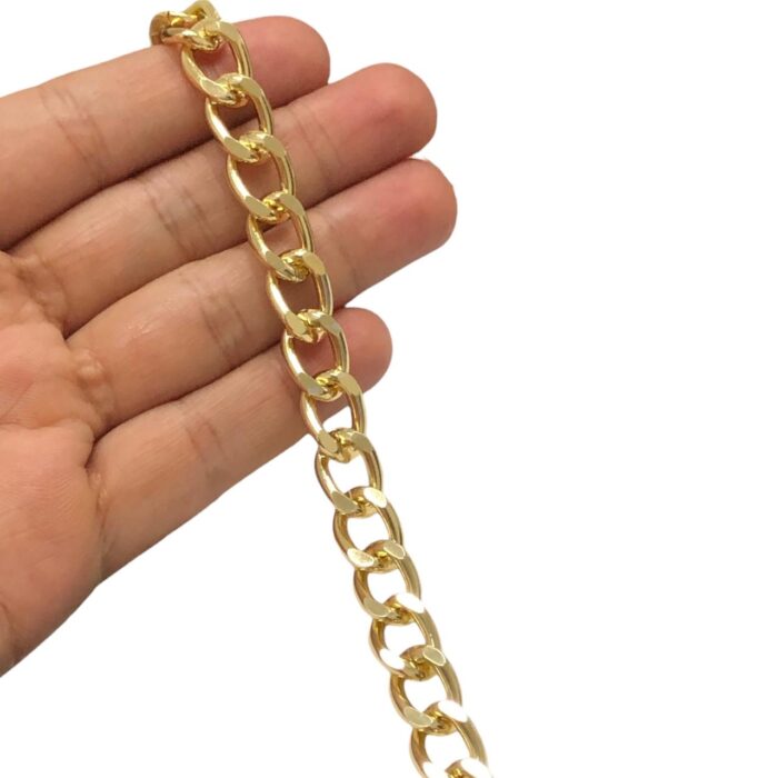 Corrente Alumínio 10×14mm Dourado – Metro - Imagem 2