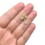 Pingente Cruz Trabalhado 23mm Dourado - 1 Und - Imagem 2
