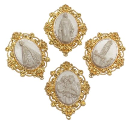 Entremeio Santo Trabalhado C/Resina 65mm Dourado - 1 Und