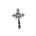 Pingente Cruz Trabalhado 40mm Níquel - 1 Und