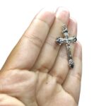 Pingente Cruz 40mm Trabalhado Níquel - 1 Und - Imagem 3