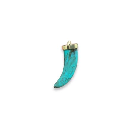 Pingente Dente Resina C/ Terminal Dourado - 1 Und