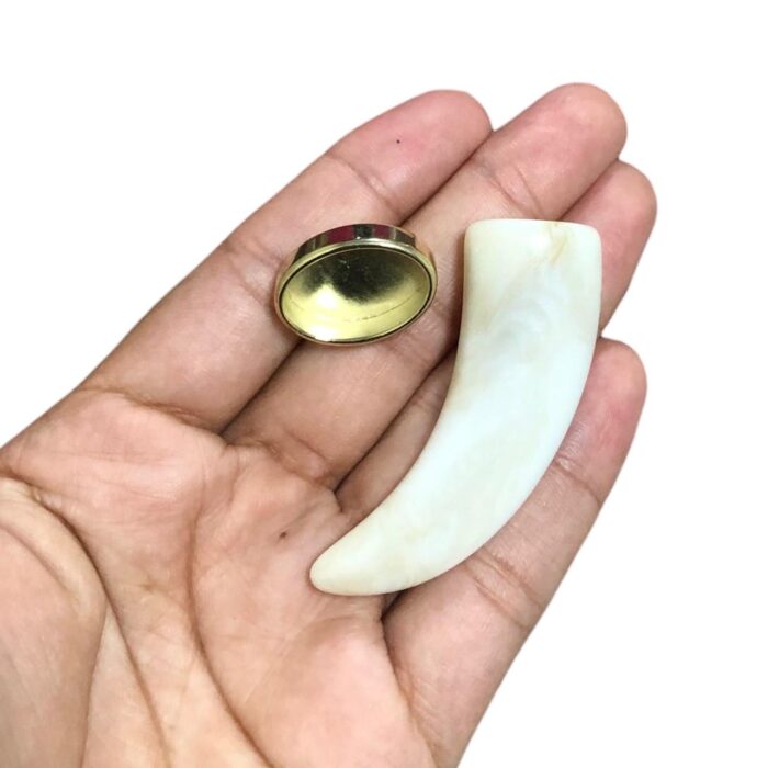 Pingente Dente Resina C/ Terminal Dourado – 1 Und - Imagem 4