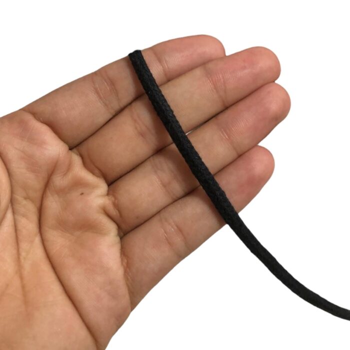 Cordão de Algodão Trançado 4mm Preto – Metro - Imagem 2