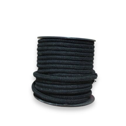 Cordão de Algodão Trançado 6mm Preto – Metro
