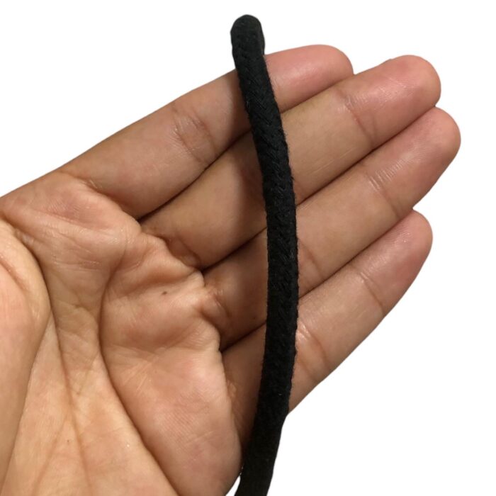Cordão de Algodão Trançado 6mm Preto – Metro - Imagem 2