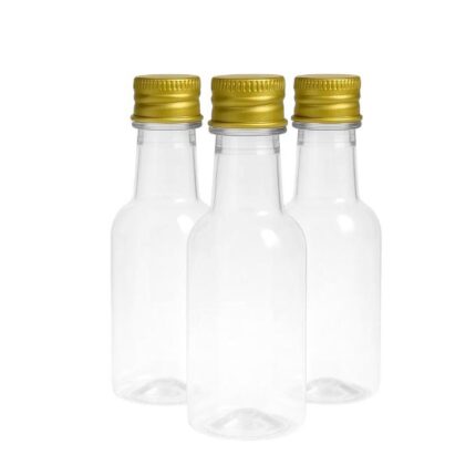 Garrafa Pvc 50ml C/Tampa Alumínio Dourado - 1 Und