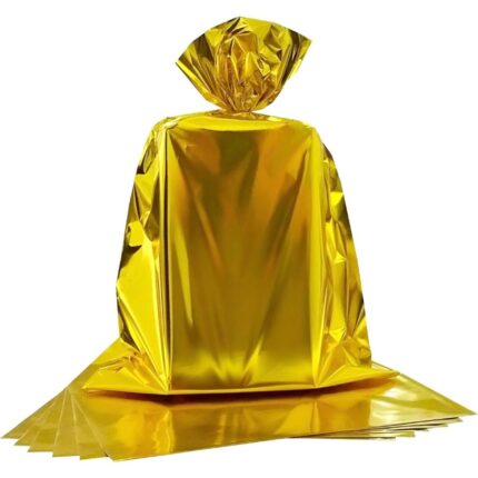 Saco Presente Metalizado 15x22cm Dourado – C/ 10 Unds