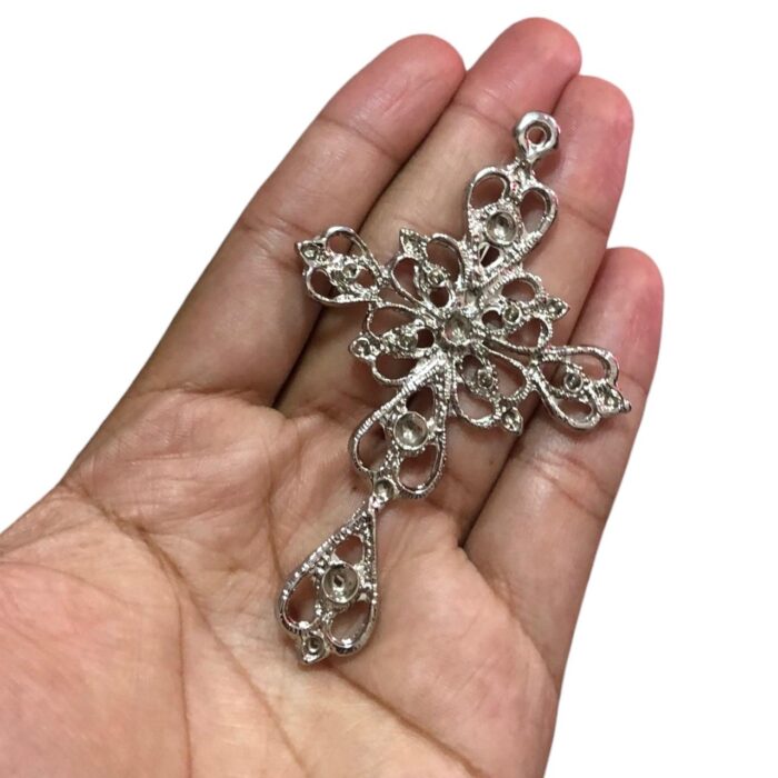 Pingente Cruz P/ Strass 82mm Níquel - 1 Und - Imagem 3