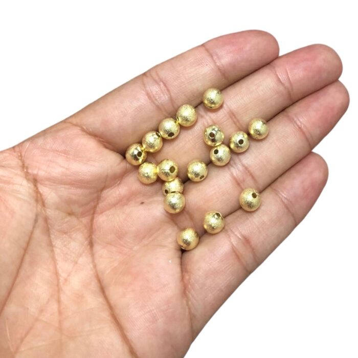 Conta Bola Craquelada 6mm Dourado Exclusivo - 5 Gramas - Imagem 2