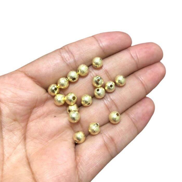 Conta Bola Craquelada 6mm Dourado Exclusivo - 5 Gramas - Imagem 3