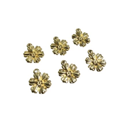 Pingente Flor Trabalhado 17mm Dourado - 1 Und