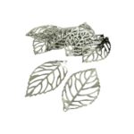 Pingente Folha Vazado 26x45mm Níquel - C/ 10 Unds