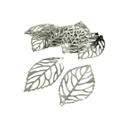 Pingente Folha Vazado 26x45mm Níquel - C/ 10 Unds