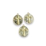 Pingente Cruz Redondo 22mm Dourado - 1 Und