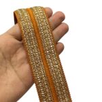 Galão Poliéster 4cm Marrom C/ Dourado - Metro - Imagem 2