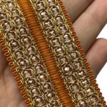 Galão Poliéster 4cm Marrom C/ Dourado - Metro - Imagem 3