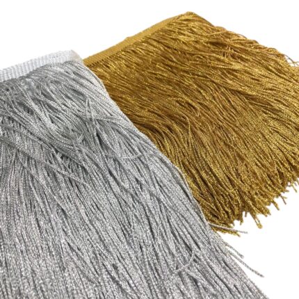 Galão Franja De Seda 20cm C/ Fio Metalizado – Metro