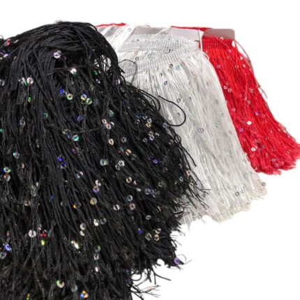 Galão Franja Seda C/ Paetê 30cm Color – Metro