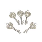 Pingente Chave C/ Strass 24mm Níquel - 1 Und