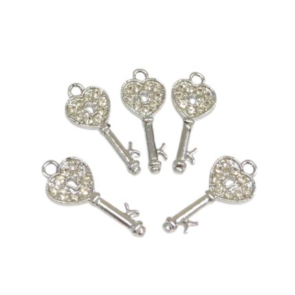 Pingente Chave C/ Strass 24mm Níquel - 1 Und