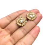 Pingente Coração C/ Cruz 22mm Dourado - 1 Und - Imagem 3