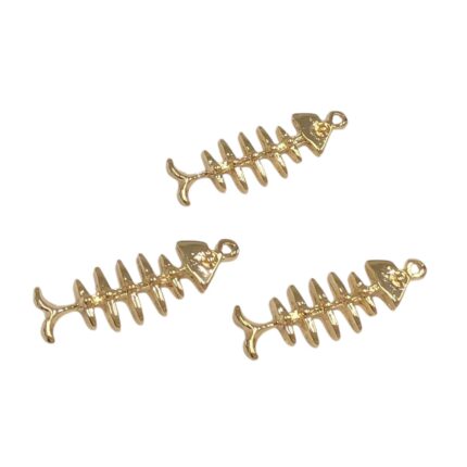 Pingente Peixe Espinha 30mm Dourado - 1 Und