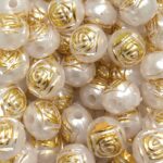 Entremeio Flor 8mm Pérola C/ Dourado Abs - 20 Gramas