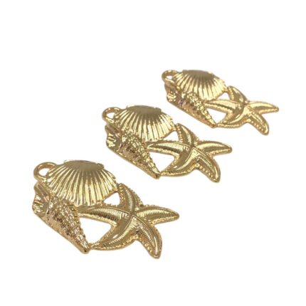 Pingente Concha C/ Estrela 45mm Dourado - 1 Und