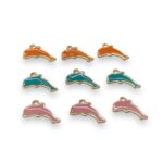 Pingente Golfinho 20mm C/ Resina Dourado - 1 Und