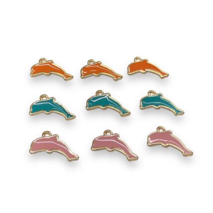 Pingente Golfinho 20mm C/ Resina Dourado - 1 Und