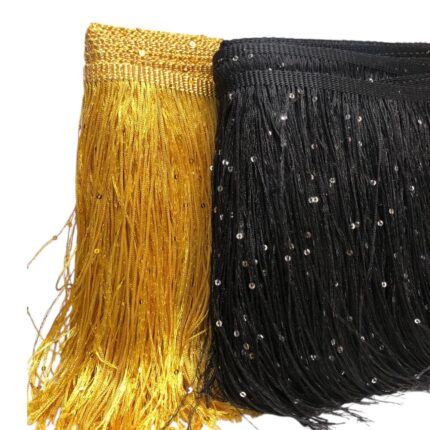 Galão Franja Poliéster 20cm C/ Paetê - Metro