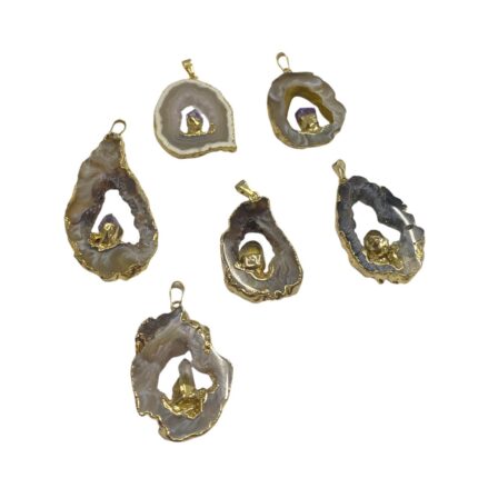 Pingente Pedra Disforme Dourado - 1 Und