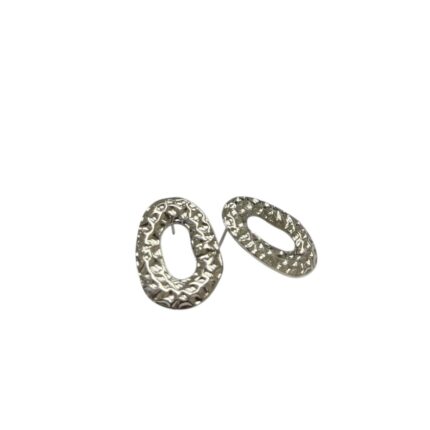 Base Brinco Oval Trabalhado 25mm Níquel - 1 Par