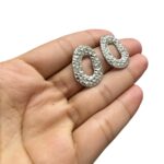 Base Brinco Oval Trabalhado 25mm Níquel - 1 Par - Imagem 3