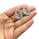 Base Brinco Oval Trabalhado 25mm Níquel - 1 Par - Imagem 2