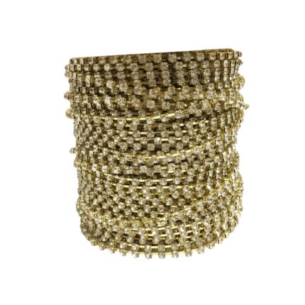 Corrente Strass Vidro SS12 Dourado – C/ 50 Metros