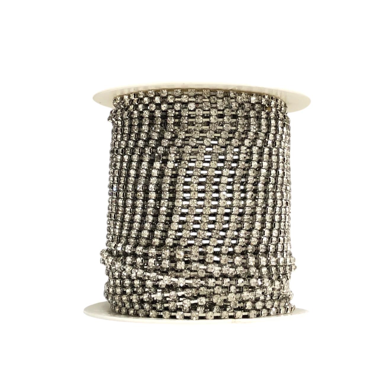 WhatsApp Image 2025-12-08 at 15.54.17 Corrente Strass Vidro SS12 Níquel – C/ 50 Metros - Imagem 1