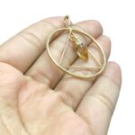 Pingente Pedra Redondo C/ Retângulo 24mm Dourado - 1 Und - Imagem 5