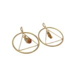 Pingente Pedra Redondo C/ Retângulo 24mm Dourado - 1 Und - Imagem 4