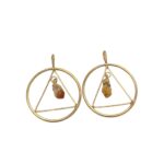 Pingente Pedra Redondo C/ Retângulo 24mm Dourado - 1 Und