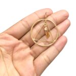 Pingente Pedra Redondo C/ Retângulo 24mm Dourado - 1 Und - Imagem 2