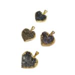 Pingente Pedra Coração C/ Borda Dourado - 1 Und - Imagem 3